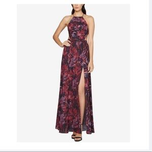 FAME AND PARTNERS Maroon Gown Sleeveless Halter